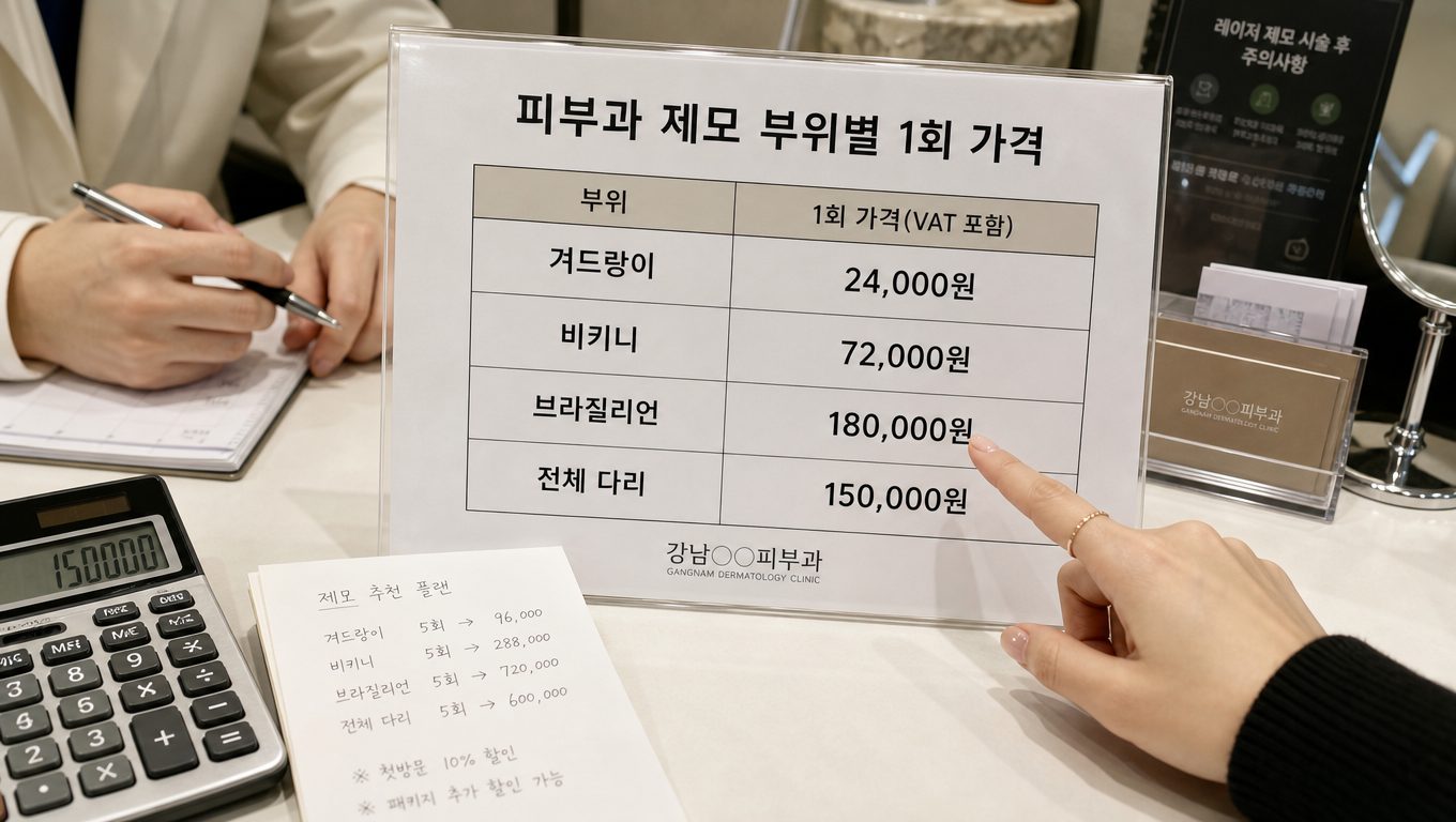 피부과 제모 가격은 부위별로 어떻게 다를까요?