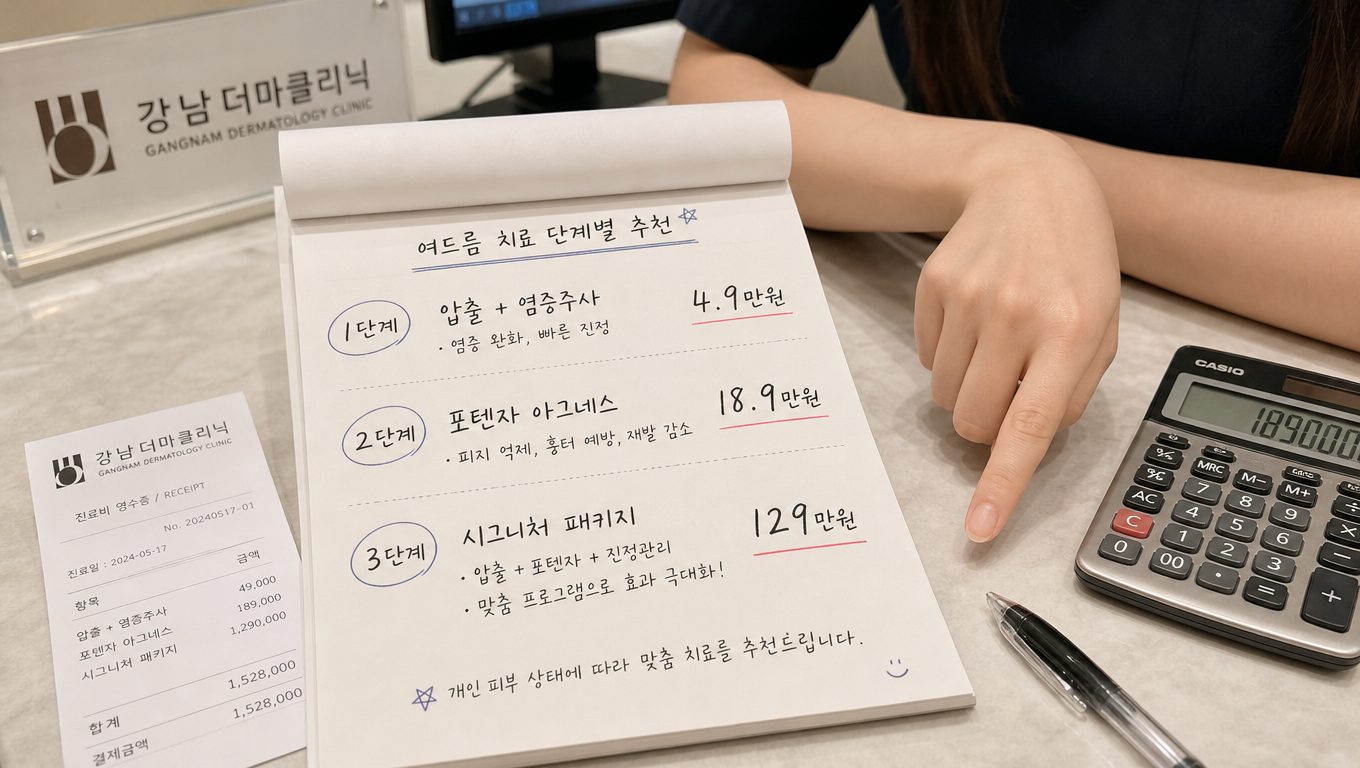 강남 여드름 피부과 단계별 치료 순서와 비용